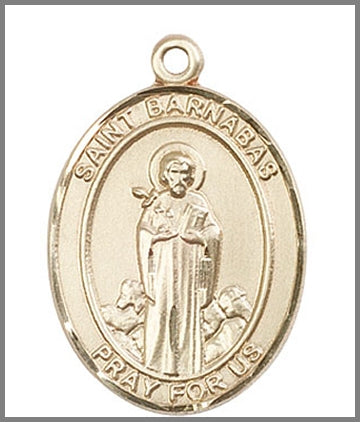 St. Barnabas Medal, Solid 18kt Gold, 1"x3/4", Free Chain, # 49033