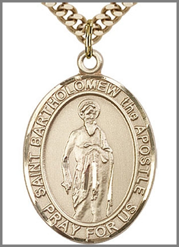 St. Bartholomew the Apostle, 14kt Gold Filled, 1"x3/4",  Your Choice of Chain, # 49034