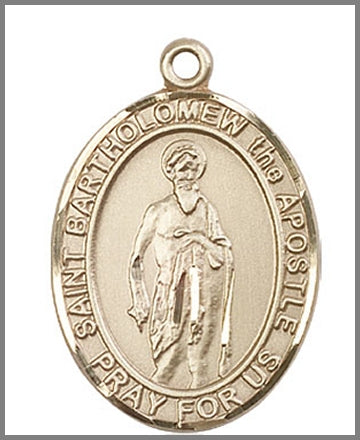 St. Bartholomew the Apostle Medal, Solid 14kt Gold, 1"x3/4", Free Chain, # 49035