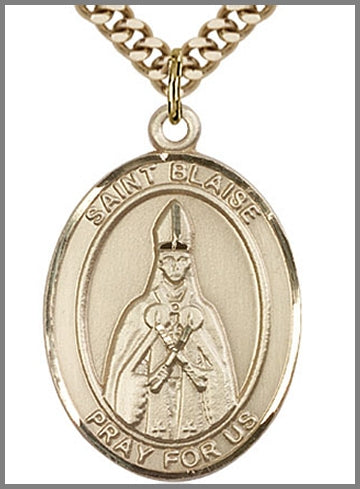 St. Blaise Medal, 14kt Gold Filled, 1"x3/4",  Your Choice of Chain, # 49067