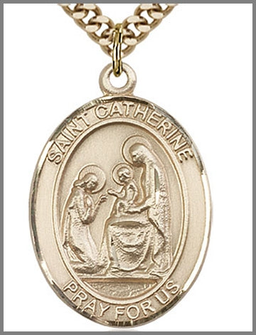 St. Catherine of Siena Medal, 14kt Gold Filled, 1"x3/4", Your Choice of Chain, # 49109