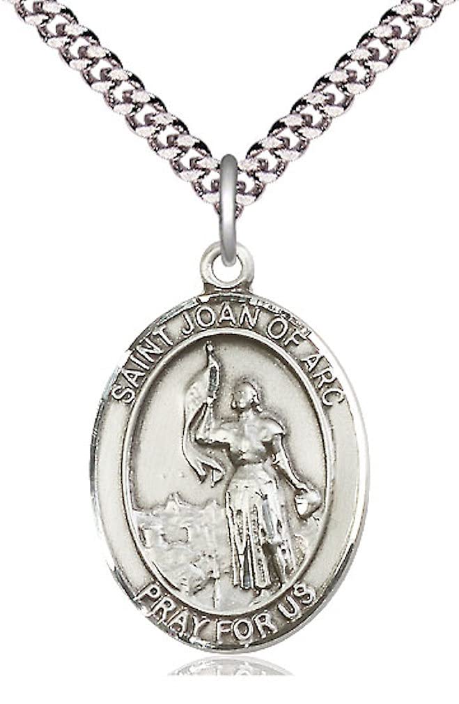 St. Joan of Arc Medal in Fine Pewter, 1" tall, Your Choice of Chain, # 5316