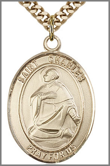 St. Charles Borromeo Medal, 14kt Gold Filled, 1"x3/4", Your Choice of Chain, # 49119