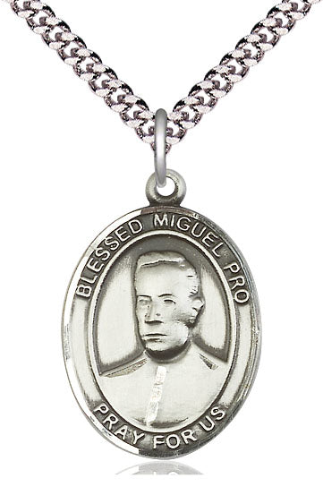 Blessed Miguel Pro Medal in Fine Pewter, 1" tall, Your Choice of Chain, # 4912