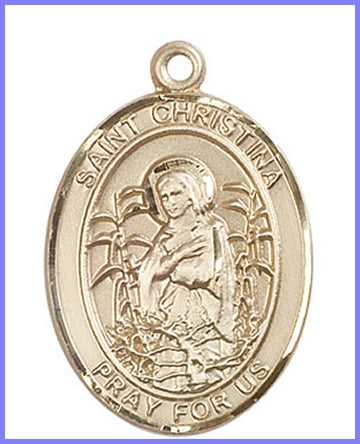 St. Christina the Astonishing Medal, Solid 14kt Gold, 1"x3/4", Free Chain, # 49225