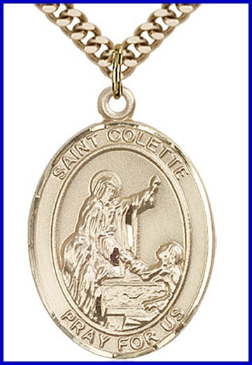 St. Colette Medal, 14kt Gold Filled, 1"x3/4", Your choice of chain, # 49241