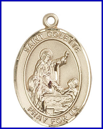 St. Colette Medal, Solid 18kt Gold, 1"x3/4", Free Chain, # 49243