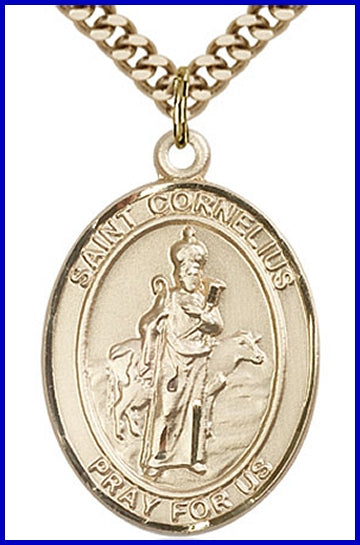 St. Cornelius Medal, 14kt Gold Filled, 1"x3/4", Your choice of chain, # 49247
