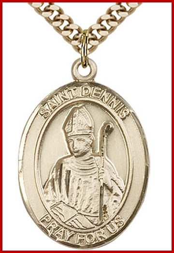 St. Dennis Medal, 14kt Gold Filled, 1"x3/4", Your choice of chain, # 49269