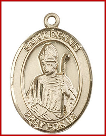 St. Dennis Medal, Solid 18kt Gold, 1"x3/4", Free Chain, # 49271