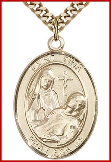 St. Fina Medal, 14kt Gold Filled, 1"x3/4", Your choice of chain, # 49274