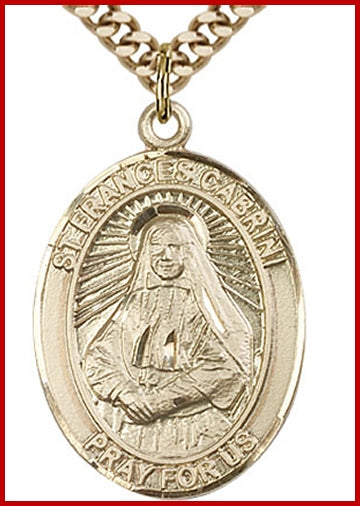 St. Frances Cabrini Medal, 14kt Gold Filled, 1"x3/4", Your choice of chain, # 49285