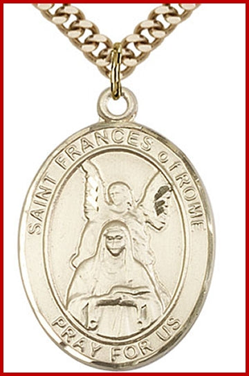 St. Frances of Rome Medal, 14kt Gold Filled, 1"x3/4", Your choice of chain, # 49289