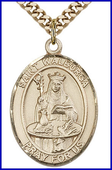 St. Walburga Medal, 14kt Gold Filled, 1"x3/4", Your choice of chain, # 49312