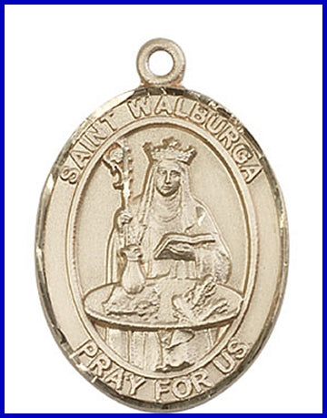 St. Walburga Medal, Solid 14kt Gold, 1"x3/4", Free Chain, # 49313