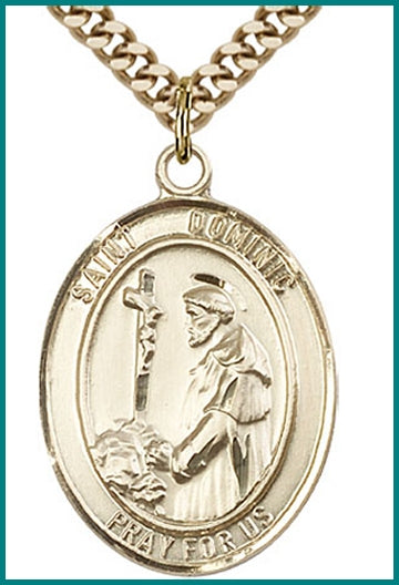 St. Dominic de Guzman Medal, 14kt Gold Filled, 1"x3/4", Your choice of chain, # 49357