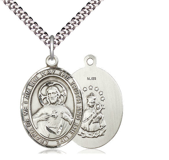 Scapular Medal in Fine Pewter, 1" tall, Your Choice of Chain, # 4939