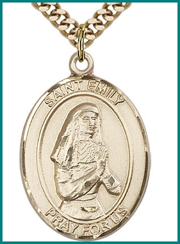 St. Emily de Vialar Medal, 14kt Gold Filled, 1"x3/4", Your choice of chain, # 49419