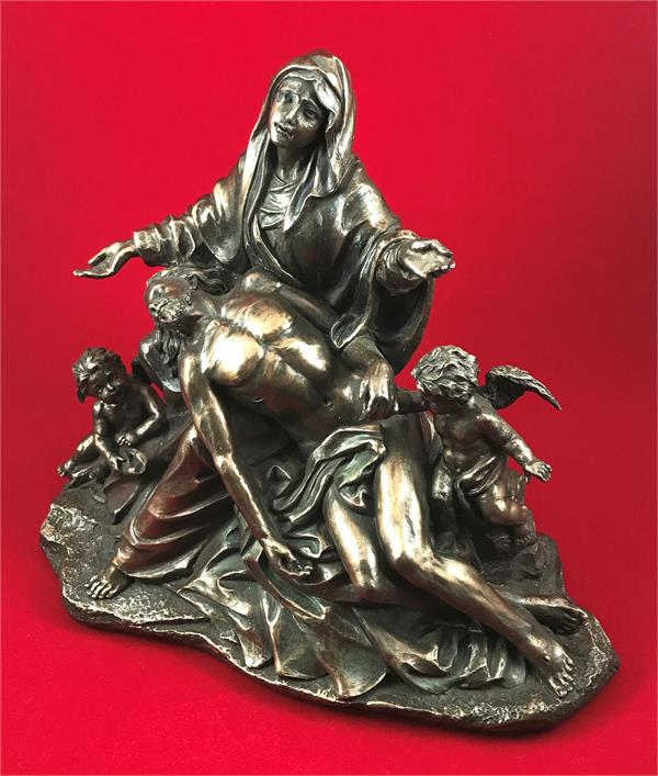 |6.5" Pieta with Cherubs, Bronzed Veronese Resin, # 49427