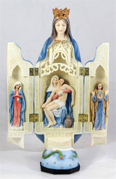 11" Our Lady of Sorrows Triptych, Full Color Resin, # 49453|