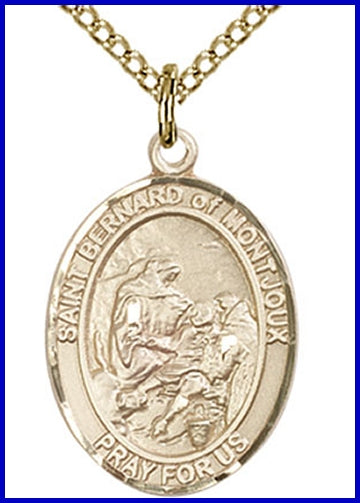 St. Bernard of Montjoux Medal, 14kt Gold Filled, 3/4"x9/16", Your choice of chain, # 49498