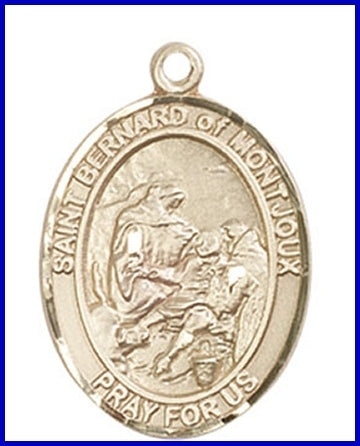St. Bernard of Montjoux Medal, Solid 18kt Gold, 3/4"x9/16", Your choice of chain, # 49500