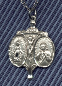 This Silver Novena medal measures 11/16" wide, Your Choice of Chain # 4949