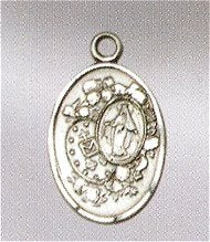 Single Side Miraculous Medal 3/4" Sterling Silver, Your Choice of Chain, # 4962