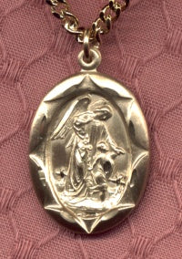 Oval 14kt Gold Filled Guardian Angel Necklace, Your Choice of Chain, # 4964