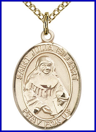 14kt Gold Filled Medal, 3/4"x9/16", St. Julia Billiart, Your Choice of Chain, # 49650