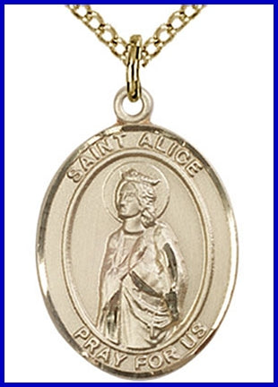 14kt Gold Filled Medal, 3/4"x9/16", St. Alice, Your Choice of Chain, # 49651