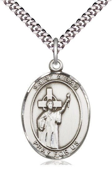 St. Aidan of Lindesfarne Medal in Fine Pewter, 1" tall, Your Choice of Chain, # 4971