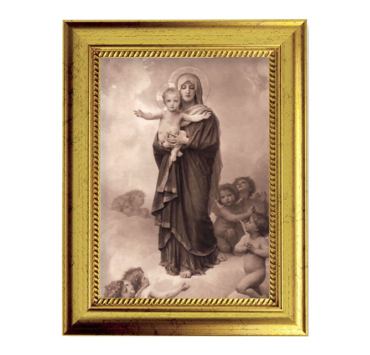 Chambers: Notre Dame des Anges 6-3/4"x8-3/4 Antique Gold Frame with Rope Detail Lip, Textured # 28023