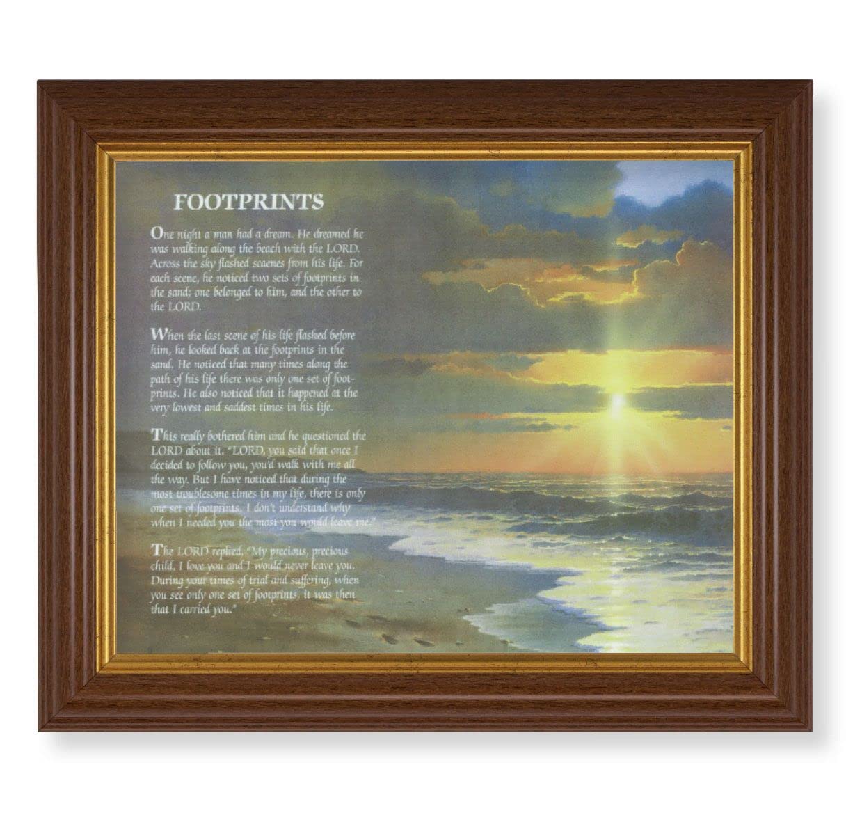 Footprints, 10.5"x12.5" Walnut Finished Fluted Frame, Gold Beaded Lip, Italian Print # 26973