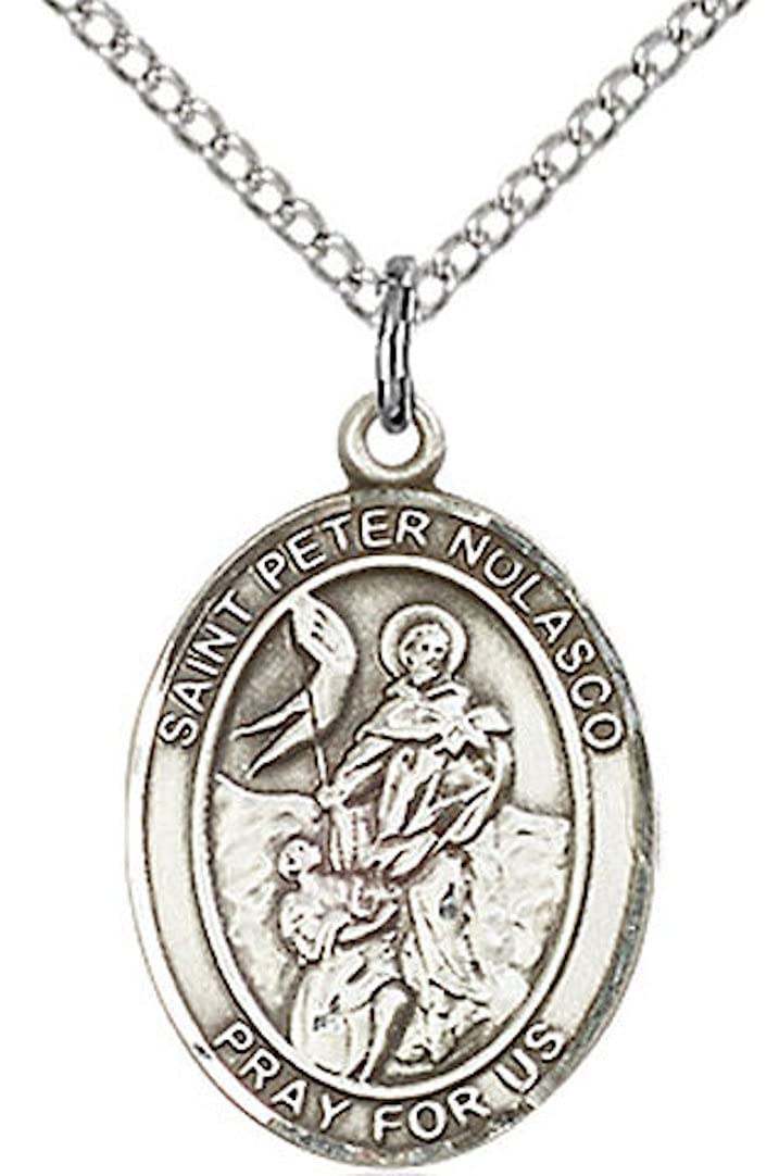 St. Peter Nolasco Medal in Fine Pewter, 3/4" tall, Your Choice of Chain # 17196