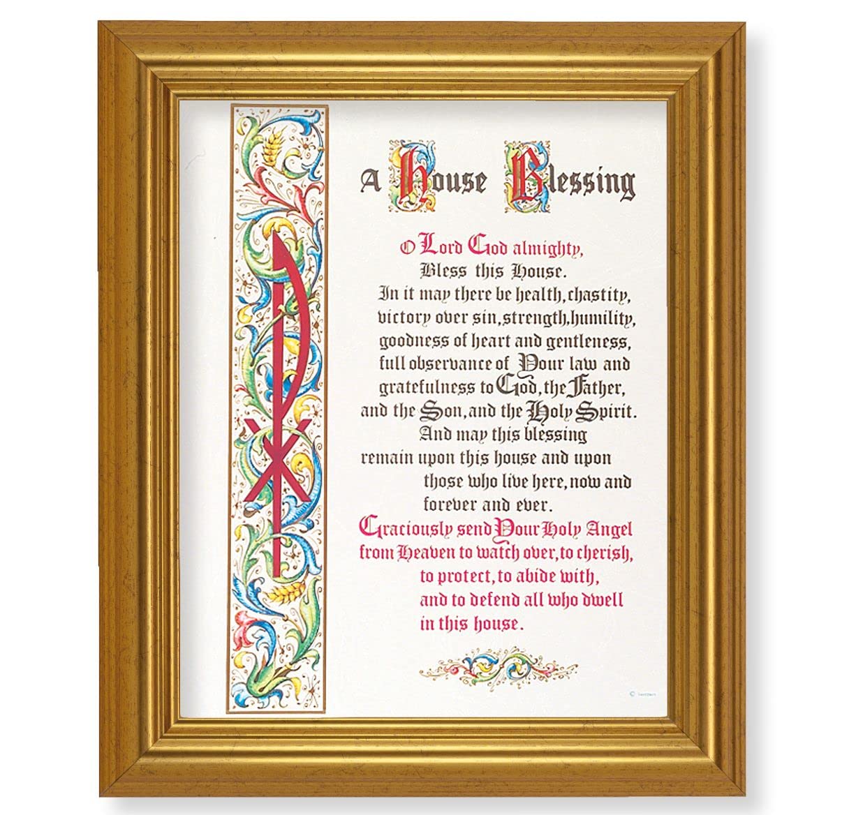 A House Blessing, 10"x12" Gold-Leaf Finished Classic Frame, Italian Print on Artboard # 27316