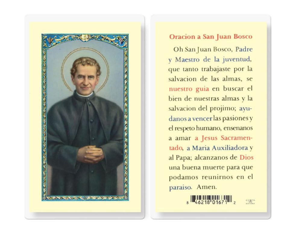 ORACION A SAN JUAN BOSCO Spanish Laminated Holy Cards, 25-Count Value Pack, # 18269