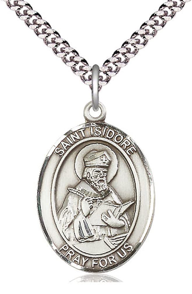 St. Isidore of Seville Medal in Fine Pewter, 1" tall, Your Choice of Chain, # 5280