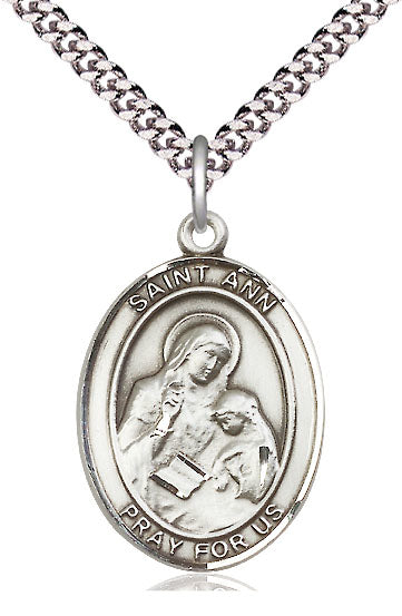 St. Ann Medal in Fine Pewter, 1" tall, Your Choice of Chain # 5032