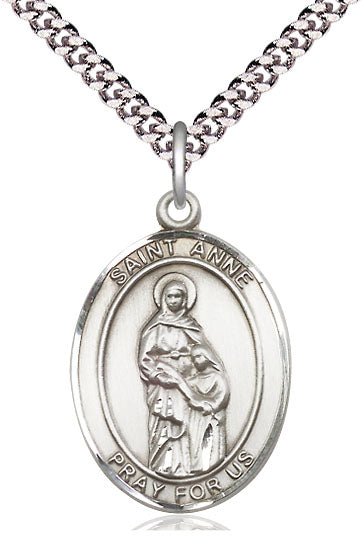 St. Anne Medal in Fine Pewter, 1" tall, Your Choice of Chain # 5051