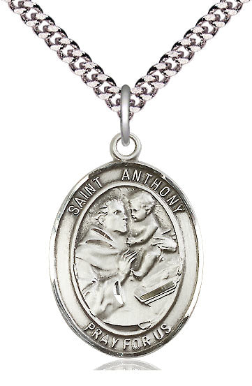 St. Anthony of Padua Medal in Fine Pewter, 1" tall, Your Choice of Chain # 5062