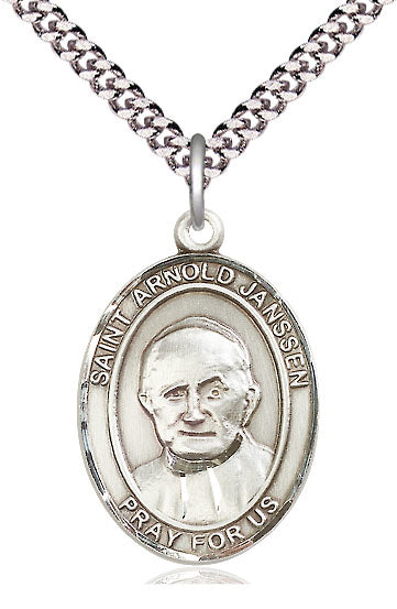 St. Arnold Janssen Medal in Fine Pewter, 1" tall, Your Choice of Chain # 5066