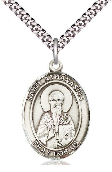 St. Athanasius Medal in Fine Pewter, 1" tall, Your Choice of Chain # 5067