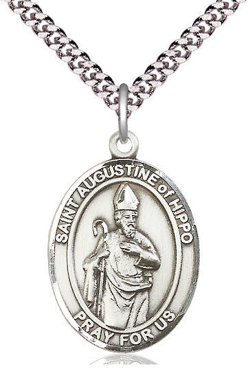 St. Augustine of Hippo Medal in Fine Pewter, 1" tall, Your Choice of Chain # 5071