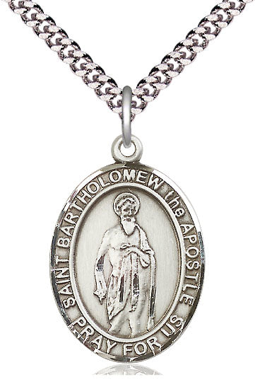 St. Bartholomew the Apostle Medal in Fine Pewter, 1" tall, Your Choice of Chain, # 5076