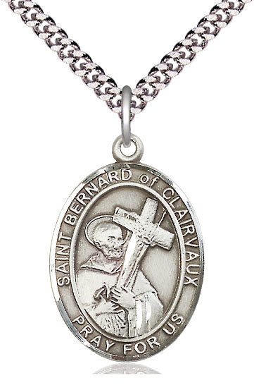 St. Bernard of Clairvaux Medal in Fine Pewter, 1" tall, Your Choice of Chain, # 5093