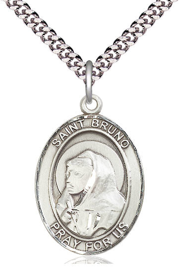 St. Bruno Medal in Fine Pewter, 1" tall, Your Choice of Chain, # 5103
