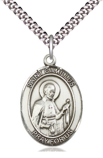 St. Camillus of Lellis Medal in Fine Pewter, 1" tall, Your Choice of Chain, # 5105