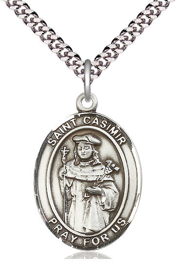 St. Casimir of Poland Medal in Fine Pewter, 1" tall, Your Choice of Chain, # 5106