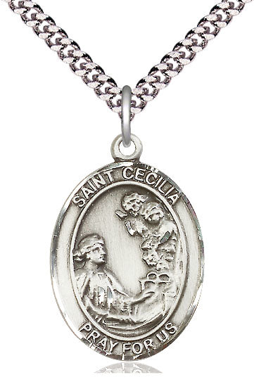 St. Cecilia Medal in Fine Pewter, 1" tall, Your Choice of Chain, # 5113